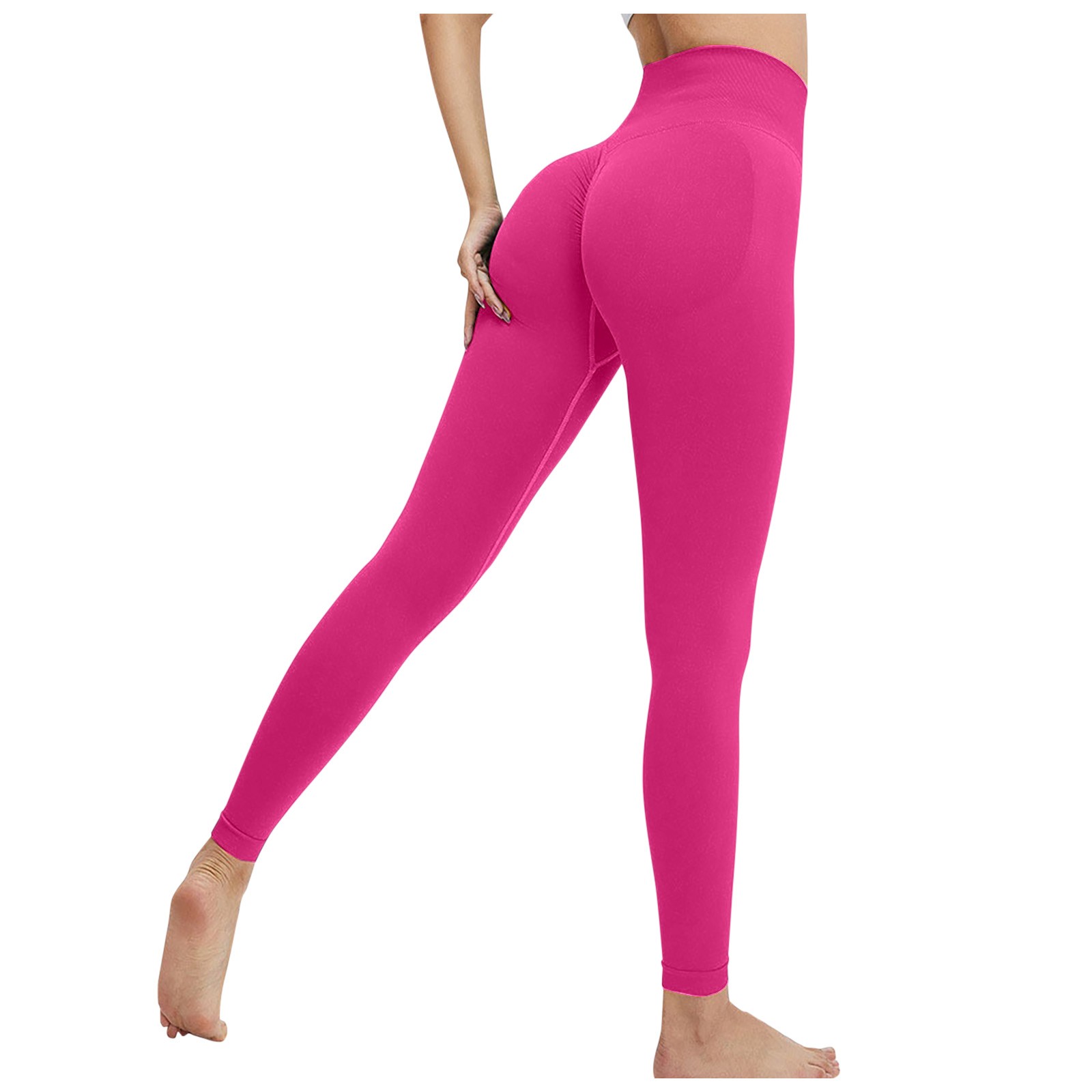 thumbnail image 1 of Pantalones de yoga sin costuras para mujer, color melocotón, de nylon y spandex, de cintura alta, para fitness, running, yoga y uso diario, 1 of 2